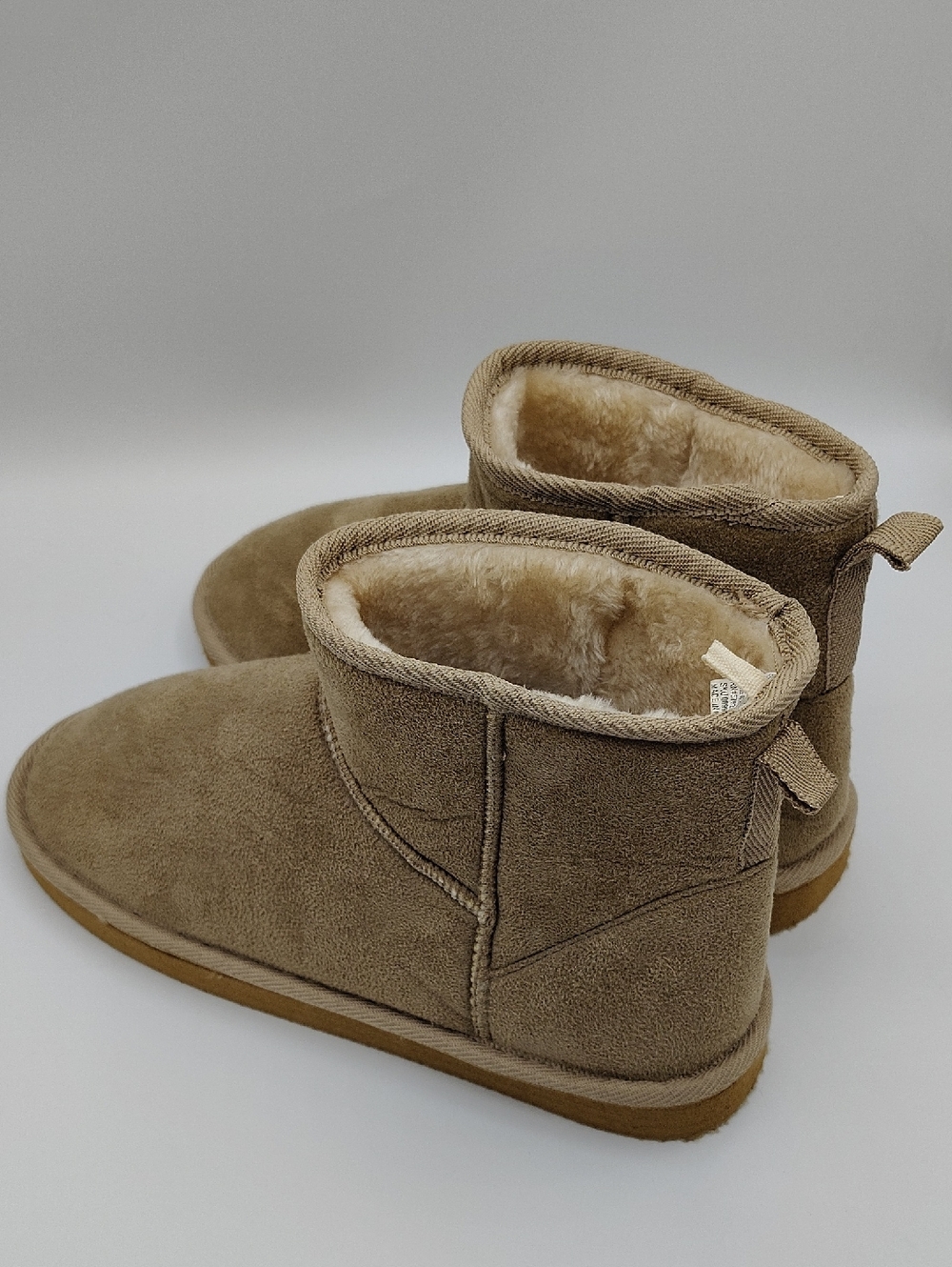 Cozy Faux-Shearling Ankle Slipper Boots - Taupe